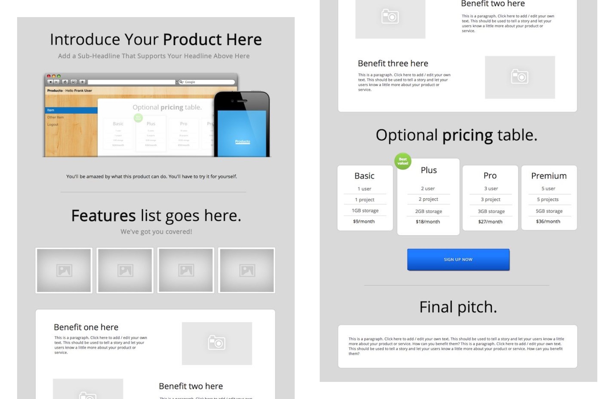 Conventional Landing Page Design