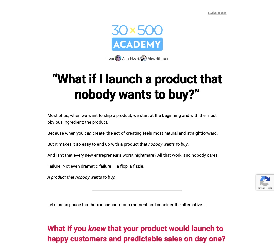 30x500 is an online course on making products and services people actually want