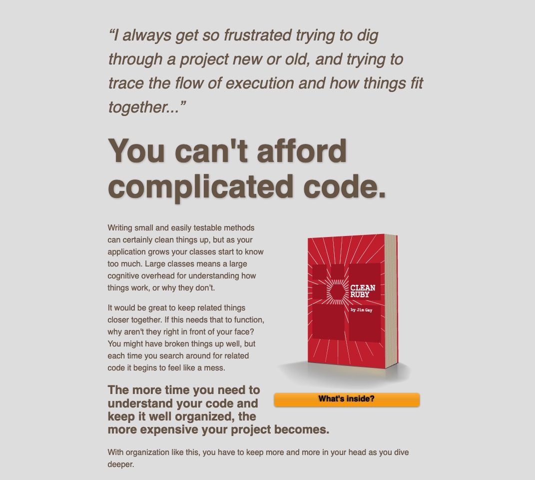 Clean Ruby is an ebook about organizing clean code