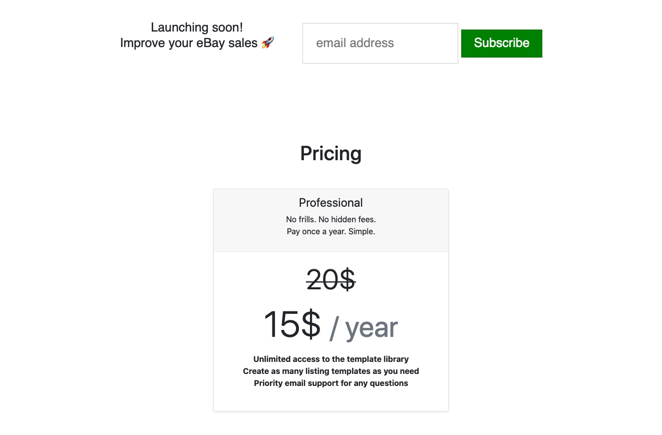 Yearly pricing of 15$ to use the tool